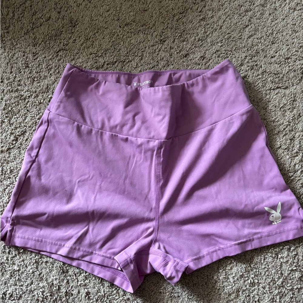 PLAYBOY Purple Athletic Shorts High-Waisted